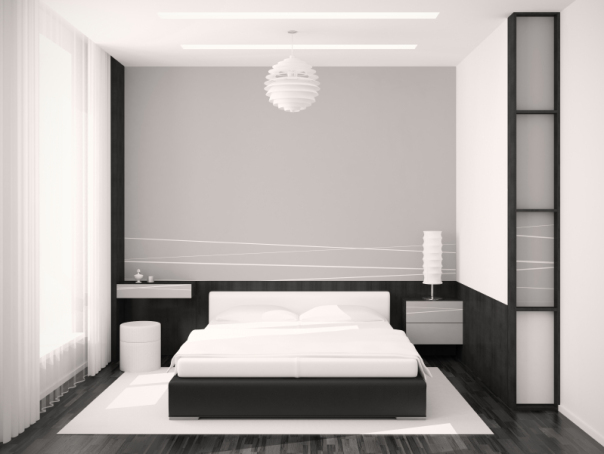 Minimalist black and white bedroom