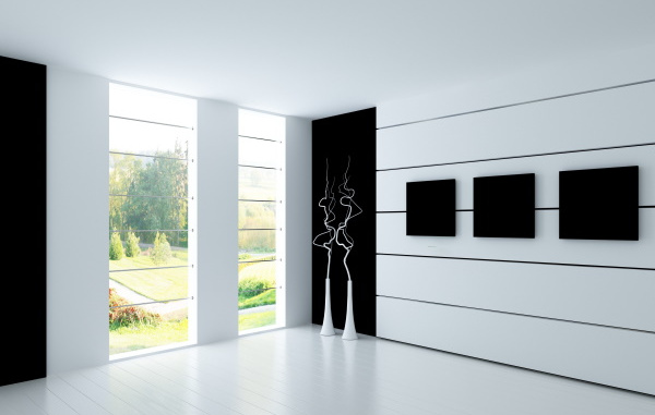 interior of minimalist gallery