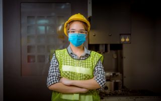 construction worker in mask