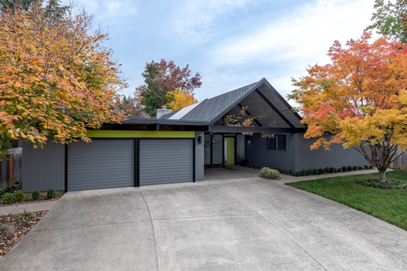 Exterior view of a mid-century modern house