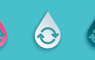 Paper cut Recycle clean aqua icon isolated on blue background. Drop of water with sign recycling. Paper art style. Vector Illustration