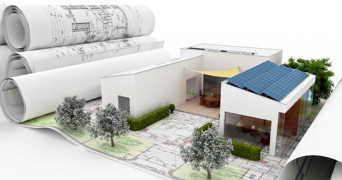 House Construction Project VI (panoramic) - 3d illustration