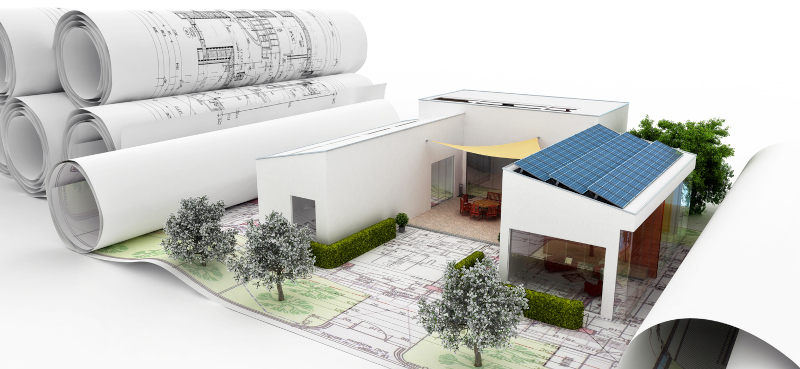 House Construction Project VI (panoramic) - 3d illustration