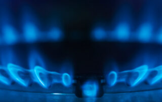 Ring of blue flame from a gas stove