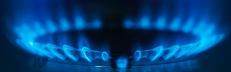 Ring of blue flame from a gas stove