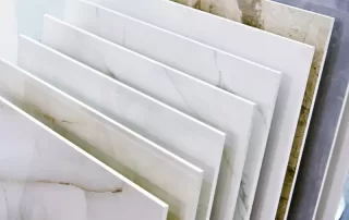 Slabs of white porcelain tile.