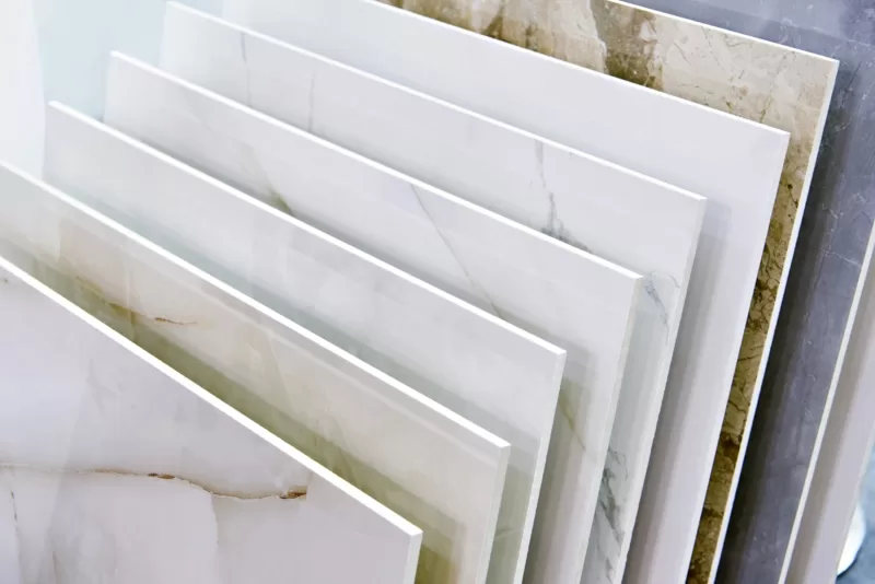 Slabs of white porcelain tile.