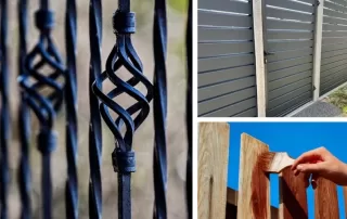 Wrought Iron, Metal Slats or Treated Wooden Fencing